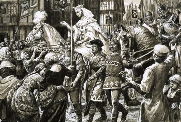 Das englische Volk begrüßt die Rebellenarmee von Königin Isabella und Roger Mortimer