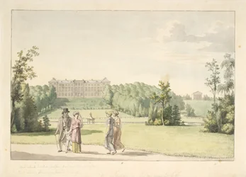 Ansicht vom Frederiksberg Garten beim Schloss und Apistempel