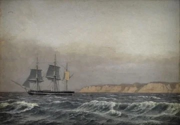Ansicht der Klippen von Møn und einer Korvette