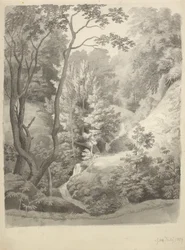 Blick auf den Park des Liselund-Herrenhauses auf der Insel Møn