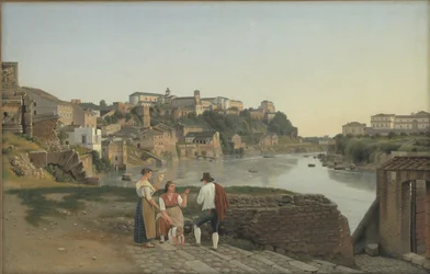 Blick auf den Tiber in Richtung Aventin-Hügel in Rom