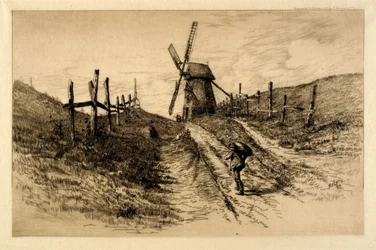 Landschaft mit Windmühle