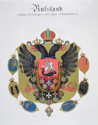 Waffen und Schild des Staates des kaiserlichen Russlands, aus einer Sammlung von Aquarellen, veröffentlicht in Deutschland, ca. 1830-33