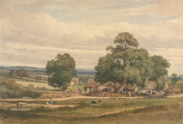 Emerey Down bei Lyndhurst, New Forest, Hants (Aquarell & Graphit auf Papier)