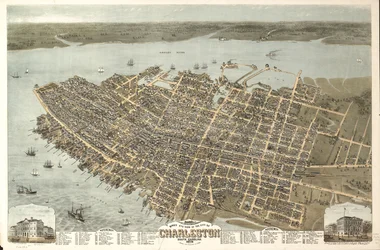 Vogelperspektive der Stadt Charleston, South Carolina 1872