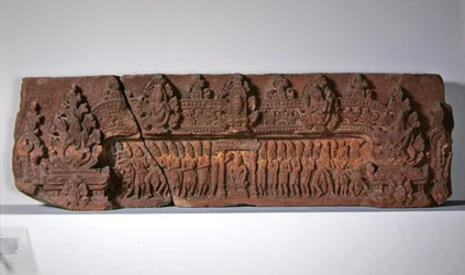 Sturz, der den Mythos des Ursprungs des Linga und die Krönung eines Königs darstellt, 2. - 7. Jahrhundert