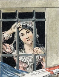 Charlotte Corday (1768-1793), die Jean-Paul (Jean Paul) Marat ermordete, im Gefängnis.