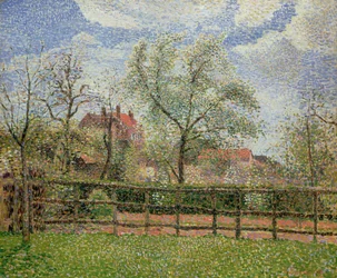Birnbäume und Blumen in Eragny, Morgen, 1886