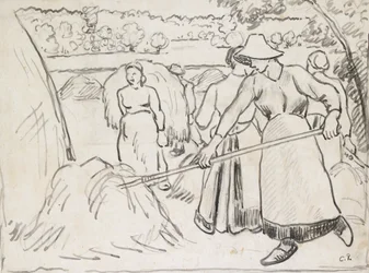 Kompositionsstudie von Erntearbeitern in einer Landschaft, ca. 1893