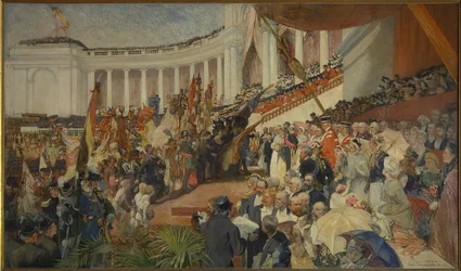 Die patriotische Feier des fünfzigsten Jahrestages der belgischen Unabhängigkeit