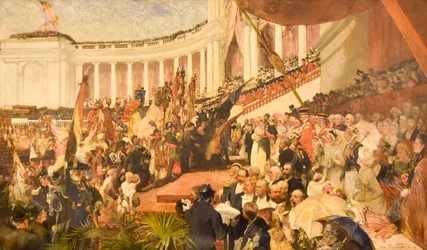 Die patriotische Feier des fünfzigsten Jahrestages der belgischen Unabhängigkeit
