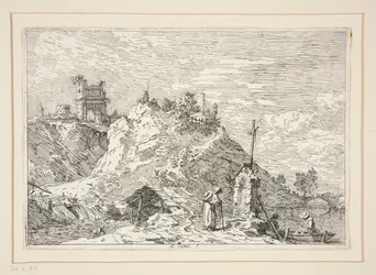 Landschaft mit dem Pilger im Gebet, aus der Serie Vedute (Ansichten)
