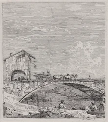 Der Wagen überquert eine Brücke, aus der Serie Vedute (Ansichten)