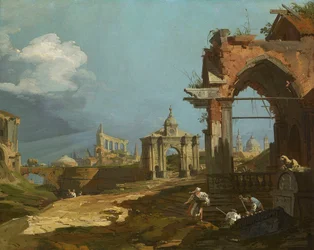 Canaletto - Eine Capriccio-Ansicht mit einem Spitzbogen 1742-44
