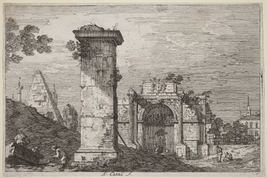 Landschaft mit verfallenen Monumenten