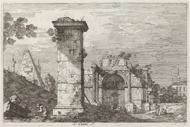 Landschaft mit Ruinenmonumenten [rechts]