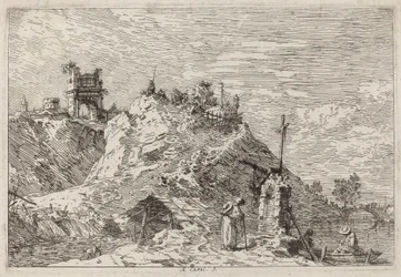 Landschaft mit dem Pilger im Gebet