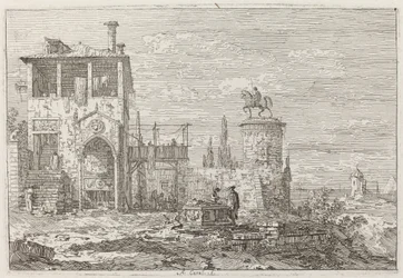 Das Reiterdenkmal [oben rechts], ca. 1735-1746