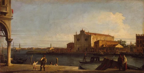 Ansicht der Kirche San Giovanni dei Battuti auf der Insel Murano, zwischen 1725 und 1728