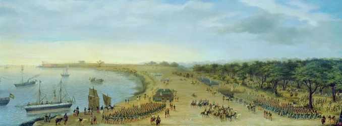 Die Ankunft der Alliierten Armee in Itapiru, Paraguay