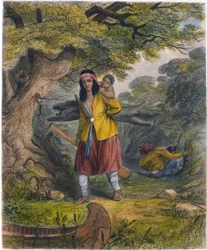 Indianerinnen beim Beschaffen von Brennmaterial, 1853
