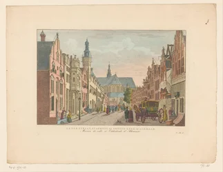Ansicht der Langestraat, des Rathauses und der Großen Kirche in Alkmaar