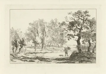 Flusslandschaft mit einem Holzsammler