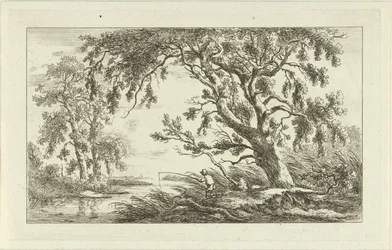 Fischer in einer Flusslandschaft (Landschaften a-f)