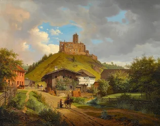 Schlossruine Hilgartsberg und Ansicht von Hofmark an der Donau, 1829