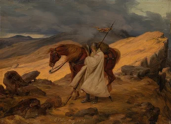 Kreuzritter auf der Wacht im Gebirge. 1836