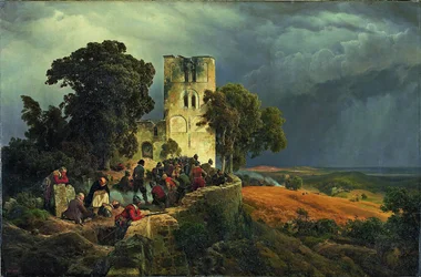 Die Belagerung und Verteidigung eines Kirchhofs während des Dreißigjährigen Krieges, 1848