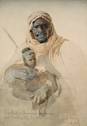 Bachist, ein Howazeen Bedawee und Mabzookh, sein kleiner Sohn, 1859