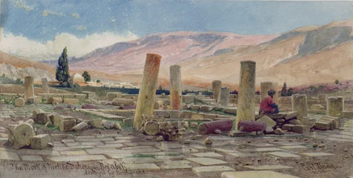 Die durch ein Erdbeben zerstörte Melike-Moschee bei Baalbek, 1859