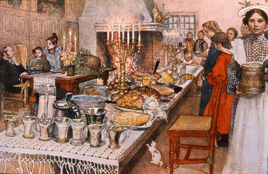 Heiligabendessen in Schweden, frühes 20. Jahrhundert