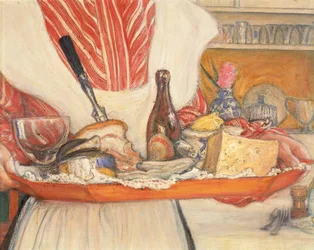 Hausmädchen mit Frühstückstablett (Detail)