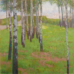 Birkenhain im Abendlicht, um 1902