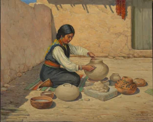 Hopi-Frau beim Töpfern