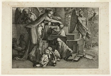 Allegorie der Kunst: Ein Jugendlicher inspiriert vom Geist der Kunst