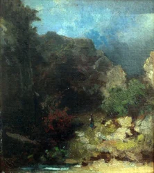Landschaft mit weiblicher Figur