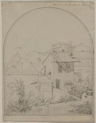 Blick aus meinem Fenster in Rom recto Soldat in einer Landschaft verso, ca. 1817