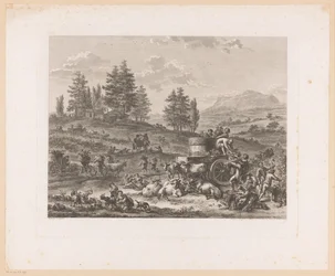 Weinlese in einer Landschaft