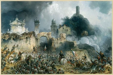 Die Schlacht von Solferino zwischen österreichischen und franco-piemontesischen Truppen