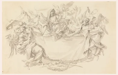 Entwurf für ein Tuch als Platz für eine Inschrift, 1750–86