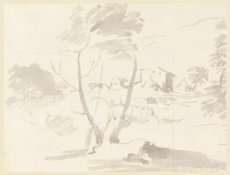 Zeichnung, Skizze von Bäumen in einer Landschaft, 1760–1780