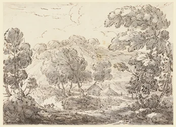 Haus in einer bewaldeten Landschaft