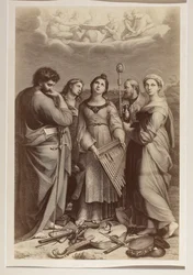 „Die Ekstase der heiligen Cäcilia“, Kupferstich eines unbekannten Künstlers nach dem Gemälde von Raffael (1483-1520)
