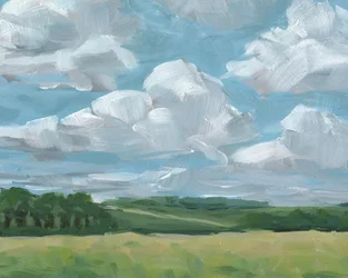 Sommerhimmel über Feldern