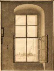 Blick aus dem Atelier des Künstlers (rechtes Fenster)