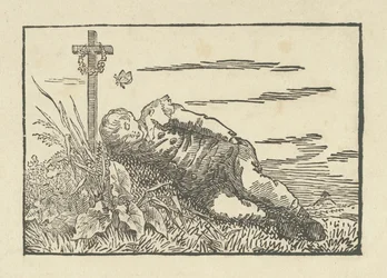 Schlafender Junge auf einem Grab, 1802