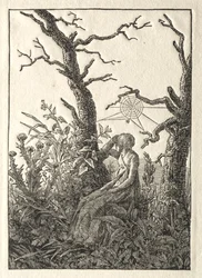 Die Frau mit dem Spinnennetz zwischen kahlen Bäumen, 1803